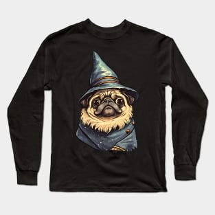 Cute Pug Wizard design Long Sleeve T-Shirt